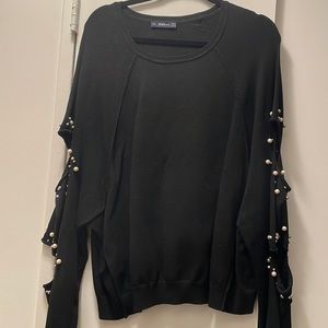 Pearl sleeve sweater